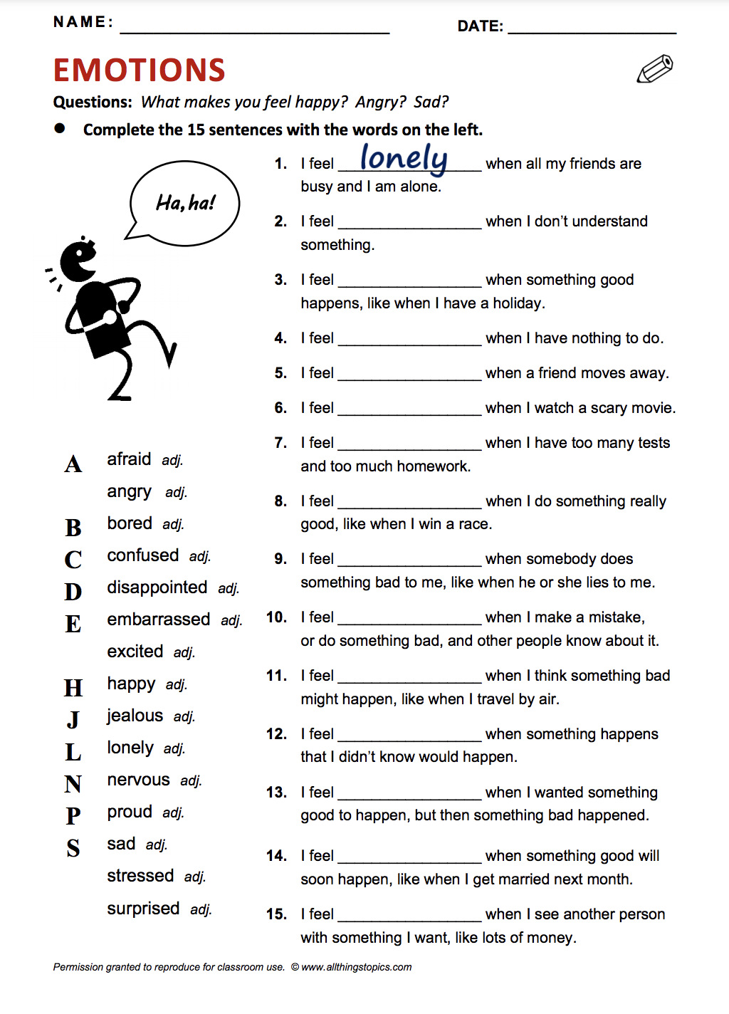 Feelings And Emotions - Free English Handout - ESLfriend.com